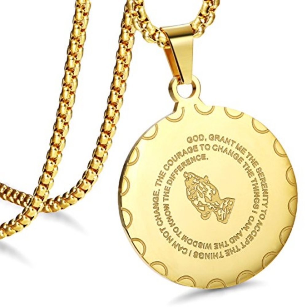 New Stainless Steel Coin Pendant Necklace 24"